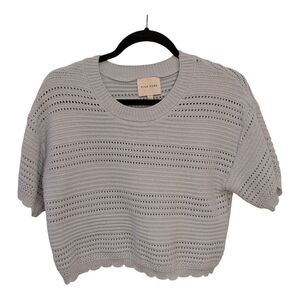 Pink Rose Light Blue Open-Knit Top